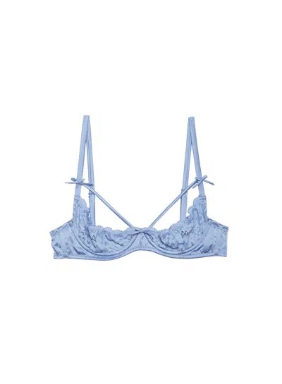 Fleur Du Mal Women's Charlotte Peekaboo Lace Bra In Ciel