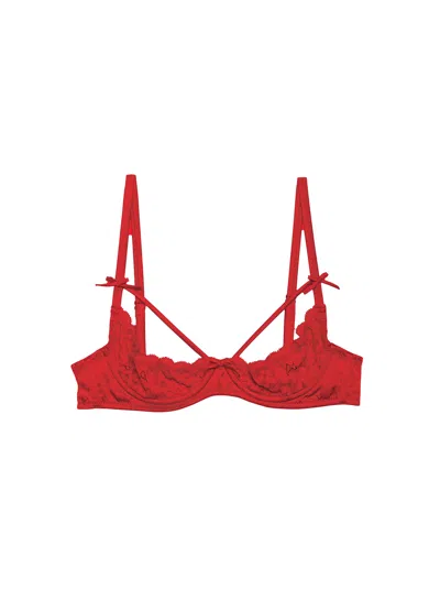 Fleur Du Mal Charlotte Peekaboo Bra In Rouge