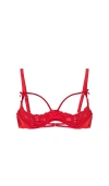 Fleur Du Mal Charlotte Peekaboo Bra In Rouge