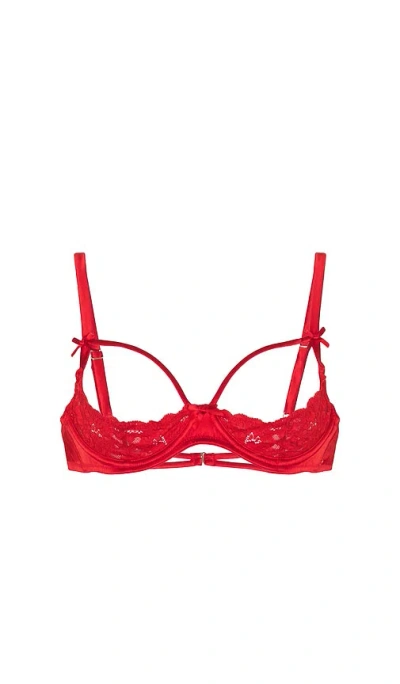 Fleur Du Mal Charlotte Peekaboo Bra In Rouge