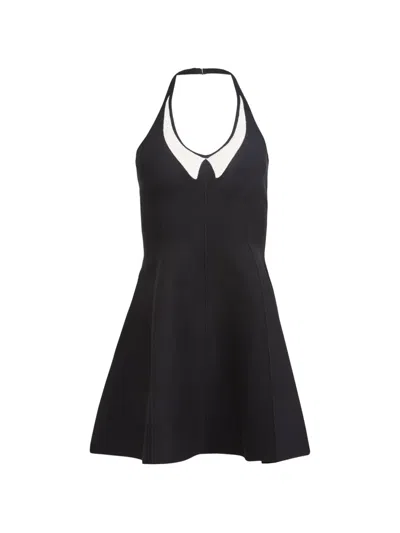 Fleur Du Mal Collier Collared Flare Mini Dress In Black