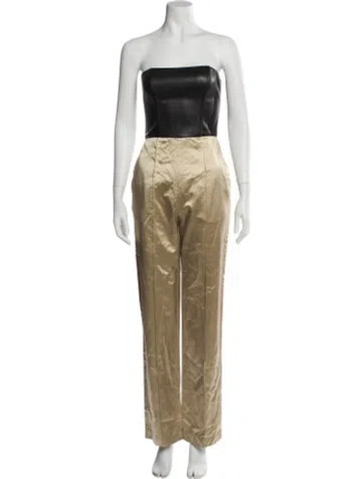Pre-owned Fleur Du Mal Colorblock Pattern Strapless Jumpsuit In Neutral