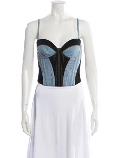 Pre-owned Fleur Du Mal Colorblock Pattern Strapless Top In Black