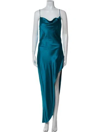 Pre-owned Fleur Du Mal Cowl Neck Long Dress In Blue