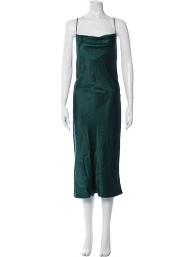 Pre-owned Fleur Du Mal Cowl Neck Midi Length Dress In Green