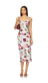 Fleur Du Mal Draped Neck Mid-length Slip Dress In Dreamy Floral In Dreamy Floral Print