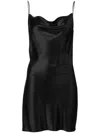 Fleur Du Mal Cowl Neck Silk Mini Dress In Black