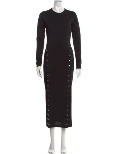 Pre-owned Fleur Du Mal Crew Neck Long Dress In Black