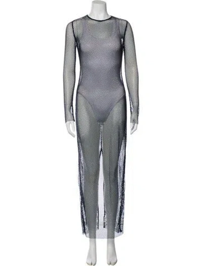 Pre-owned Fleur Du Mal Crew Neck Long Dress In Blue