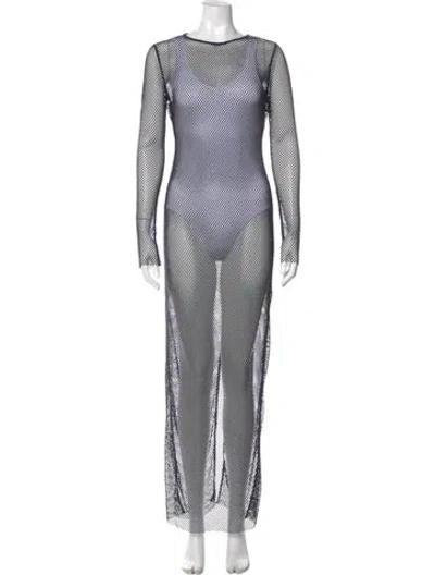 Pre-owned Fleur Du Mal Crew Neck Long Dress In Blue