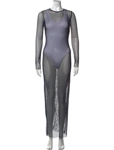 Pre-owned Fleur Du Mal Crew Neck Long Dress In Blue