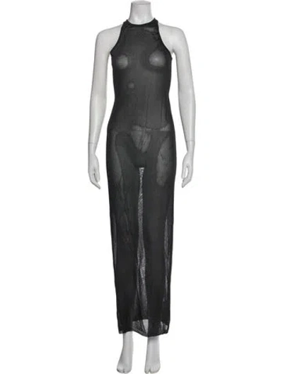 Pre-owned Fleur Du Mal Crew Neck Long Dress In Gray