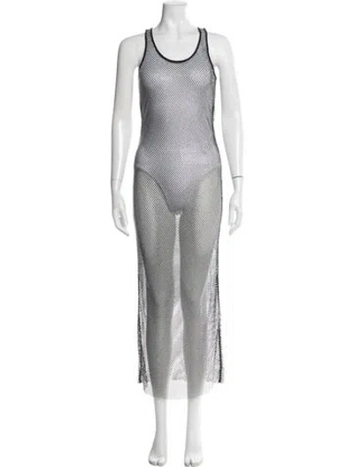Pre-owned Fleur Du Mal Crew Neck Long Dress In Neutral