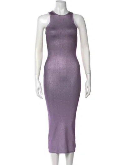 Pre-owned Fleur Du Mal Crew Neck Long Dress In Purple