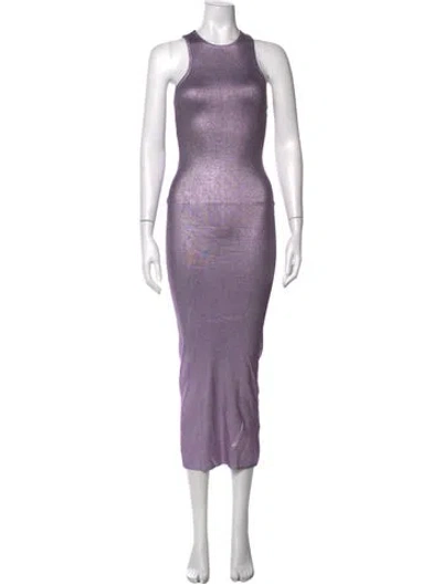 Pre-owned Fleur Du Mal Crew Neck Long Dress In Purple