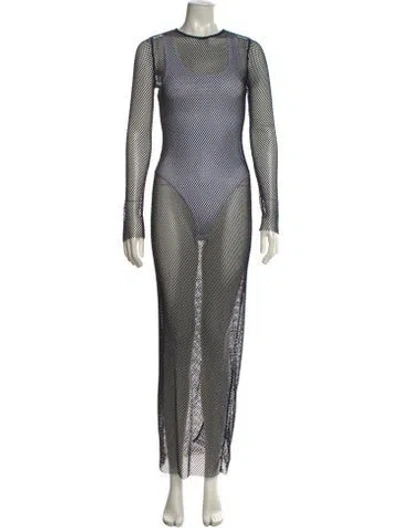 Pre-owned Fleur Du Mal Crew Neck Long Dress W/ Tags In Blue