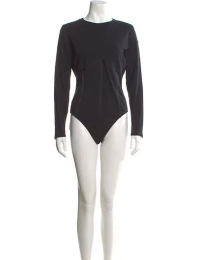 Pre-owned Fleur Du Mal Crew Neck Long Sleeve Bodysuit In Black