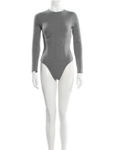 Pre-owned Fleur Du Mal Crew Neck Long Sleeve Bodysuit In Gray