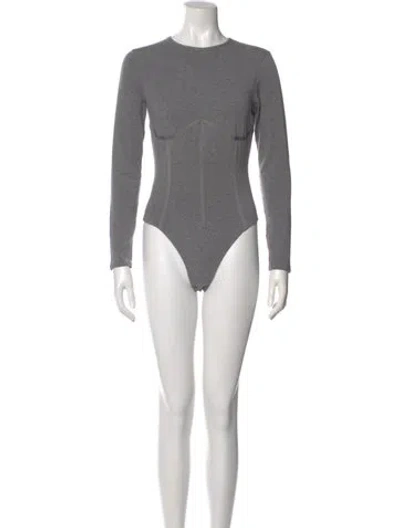 Pre-owned Fleur Du Mal Crew Neck Long Sleeve Bodysuit In Gray