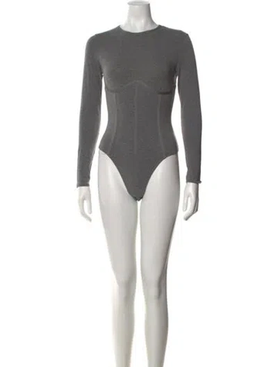 Pre-owned Fleur Du Mal Crew Neck Long Sleeve Bodysuit In Gray