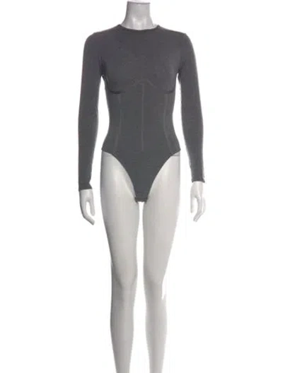 Pre-owned Fleur Du Mal Crew Neck Long Sleeve Bodysuit In Gray