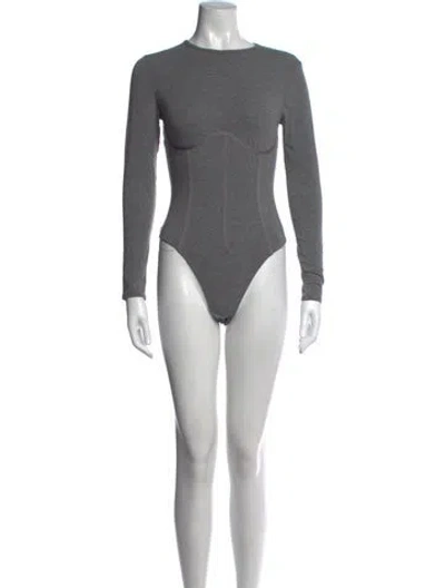 Pre-owned Fleur Du Mal Crew Neck Long Sleeve Bodysuit In Gray