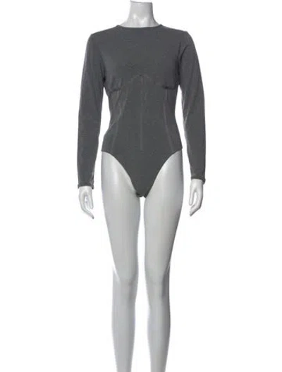 Pre-owned Fleur Du Mal Crew Neck Long Sleeve Bodysuit In Grey