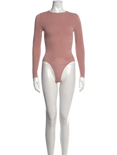 Pre-owned Fleur Du Mal Crew Neck Long Sleeve Bodysuit In Pink