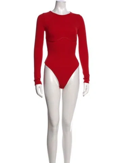 Pre-owned Fleur Du Mal Crew Neck Long Sleeve Bodysuit In Red