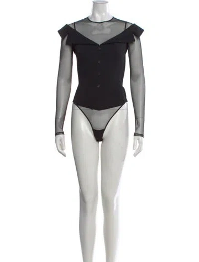 Pre-owned Fleur Du Mal Crew Neck Long Sleeve Bodysuit W/ Tags In Black