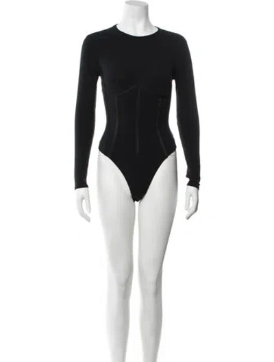 Pre-owned Fleur Du Mal Crew Neck Long Sleeve Bodysuit W/ Tags In Black