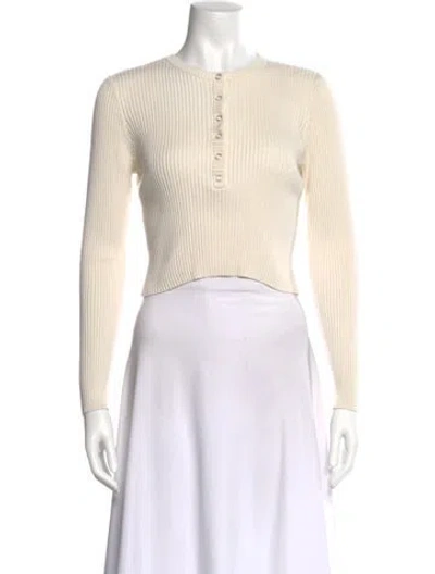 Pre-owned Fleur Du Mal Crew Neck Long Sleeve Crop Top In Neutral