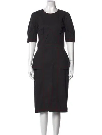 Pre-owned Fleur Du Mal Crew Neck Midi Length Dress In Black