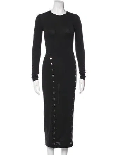 Pre-owned Fleur Du Mal Crew Neck Midi Length Dress In Black