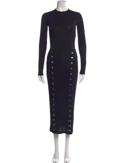 Pre-owned Fleur Du Mal Crew Neck Midi Length Dress In Blue