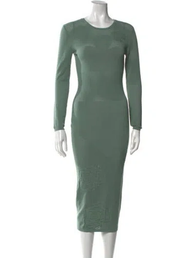 Pre-owned Fleur Du Mal Crew Neck Midi Length Dress In Green