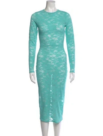 Pre-owned Fleur Du Mal Crew Neck Midi Length Dress In Multi