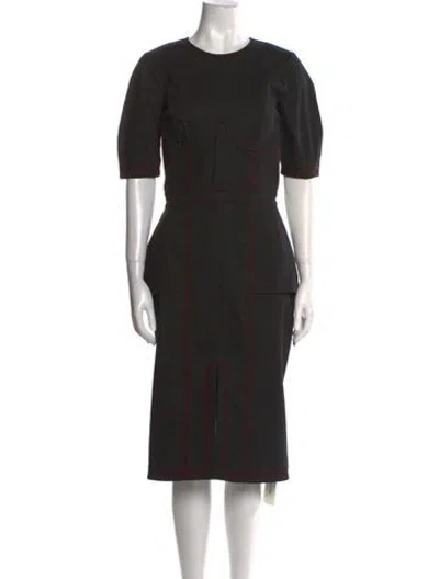 Pre-owned Fleur Du Mal Crew Neck Midi Length Dress W/ Tags In Black