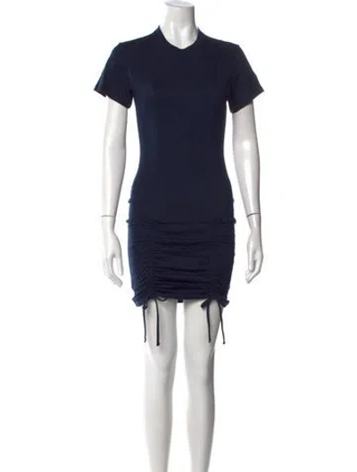 Pre-owned Fleur Du Mal Crew Neck Mini Dress In Blue
