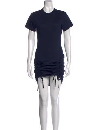 Pre-owned Fleur Du Mal Crew Neck Mini Dress In Blue