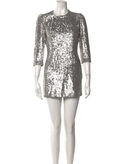 Pre-owned Fleur Du Mal Crew Neck Mini Dress In Gray