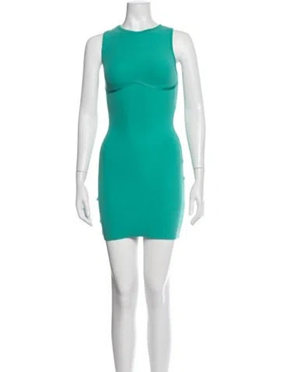 Pre-owned Fleur Du Mal Crew Neck Mini Dress In Green