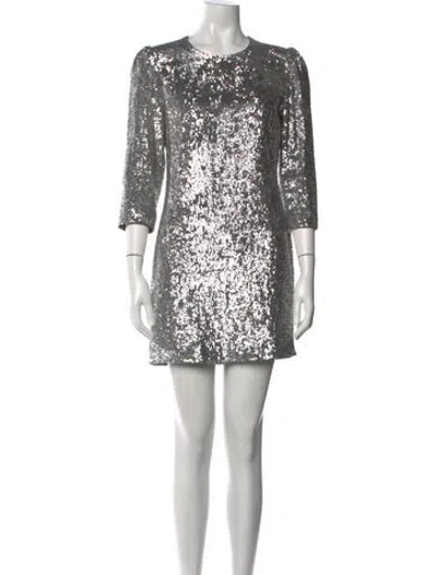 Pre-owned Fleur Du Mal Crew Neck Mini Dress In Silver