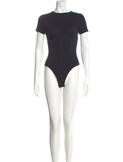 Pre-owned Fleur Du Mal Crew Neck Short Sleeve Bodysuit In Black