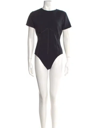 Pre-owned Fleur Du Mal Crew Neck Short Sleeve Bodysuit In Black