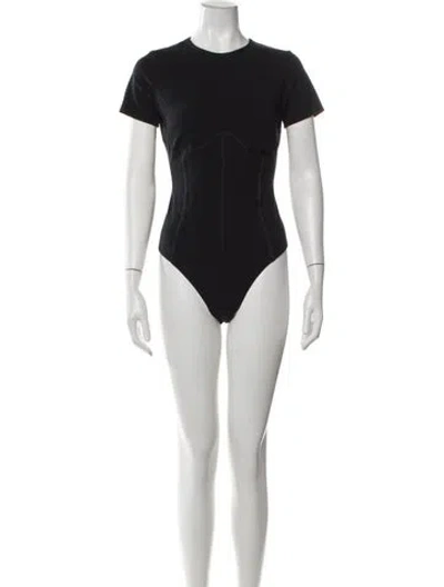 Pre-owned Fleur Du Mal Crew Neck Short Sleeve Bodysuit In Black