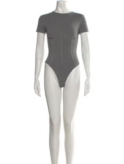 Pre-owned Fleur Du Mal Crew Neck Short Sleeve Bodysuit In Gray