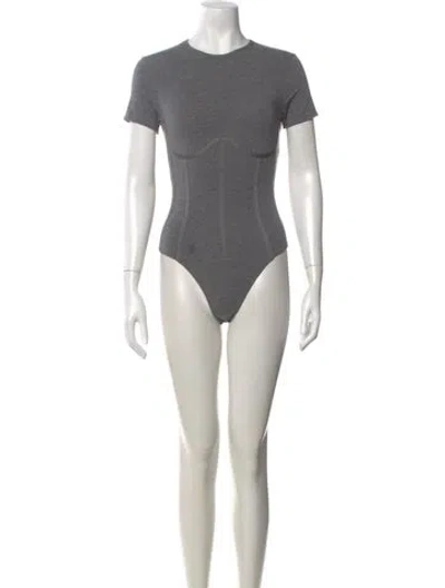 Pre-owned Fleur Du Mal Crew Neck Short Sleeve Bodysuit In Grey