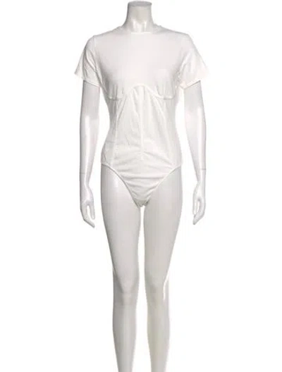 Pre-owned Fleur Du Mal Crew Neck Short Sleeve Bodysuit In Neutral