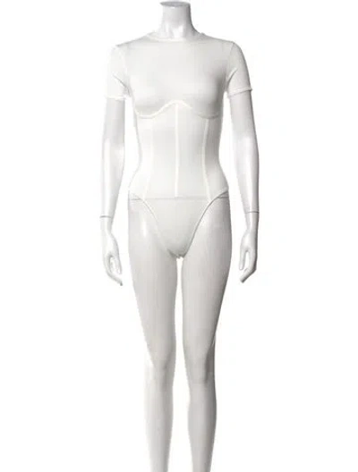 Pre-owned Fleur Du Mal Crew Neck Short Sleeve Bodysuit In Neutral